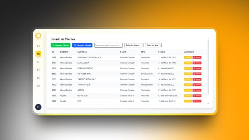 Portada del proyecto Sistema CRM